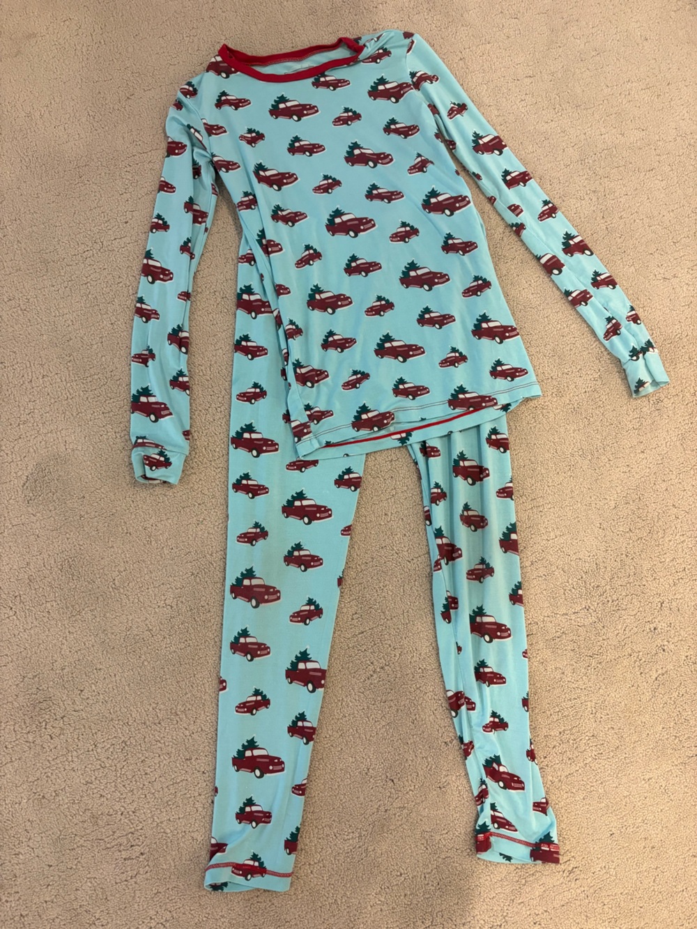 Kickee Pants Christmas Kids Holiday Tree Truck Pajama Set Size 14 youth bamboo